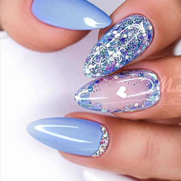 Almond-Blue-Summer-Nails-Frozen-Blue