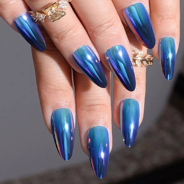 Almond-Blue-Summer-Nails-Holographic