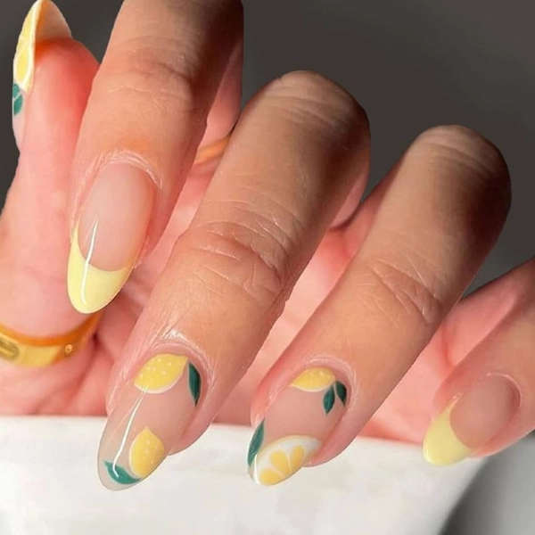 Almond-shape-summer-nails-Lemon