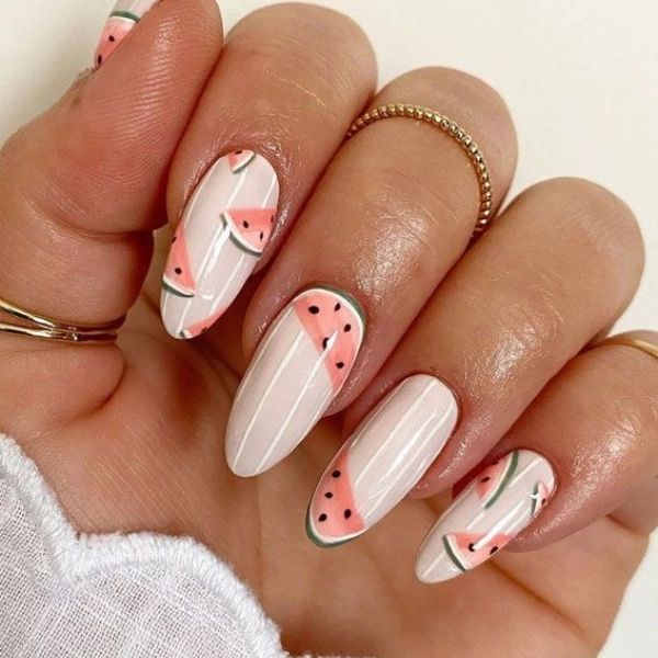 Almond-shape-summer-nails-Summer-Fruits