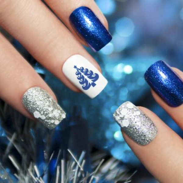 Blue-Christmas-Nail-Christmas-Trees