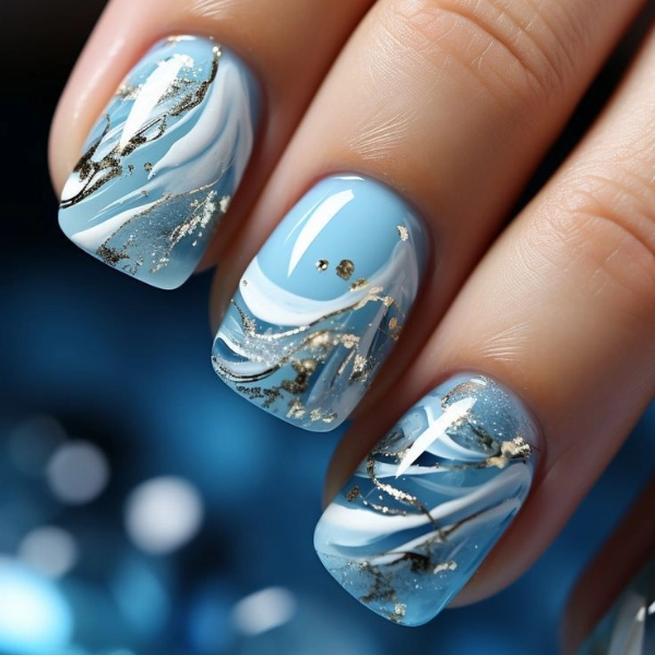 Blue-and-White-Summer-Nail-Blue-Waves