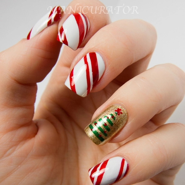 Easy-Christmas-nail-Festive-Stripes