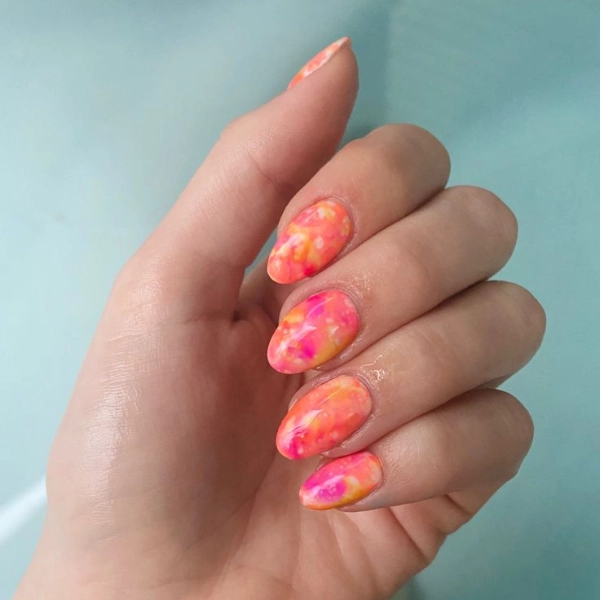 Pink-and-orange-summer-nails-Tie-Dye