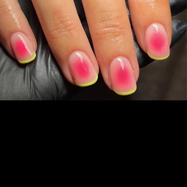 Pink-and-orange-summer-nails-Watermelon