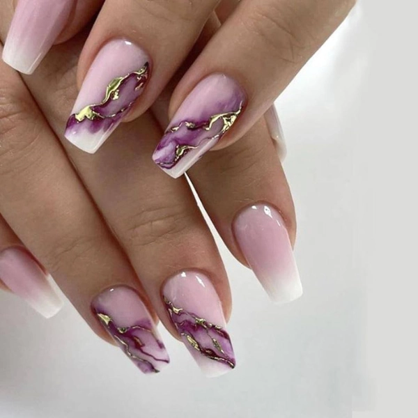 Short-Coffin-Summer-Nails-Marbled