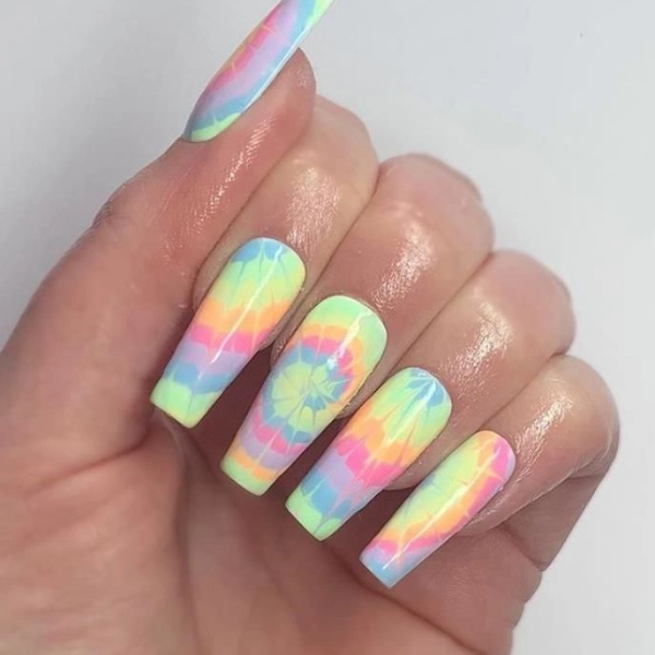 Short-Coffin-Summer-Nails-Tie-Dye