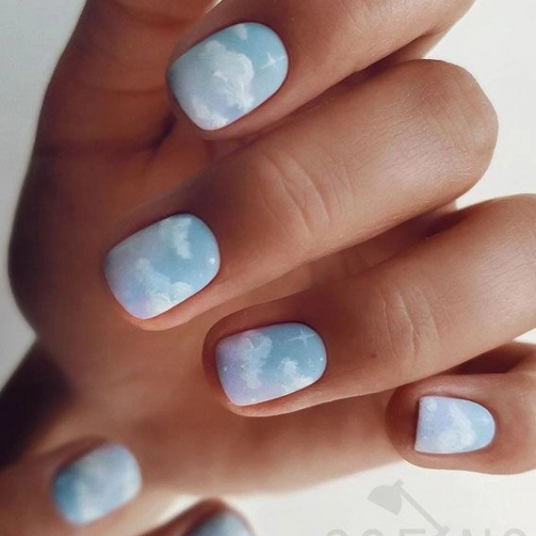 Short-Square-Summer-Nails-Cloudy-Skies