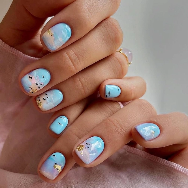 Short-Square-Summer-Nails-Tropical-Birds