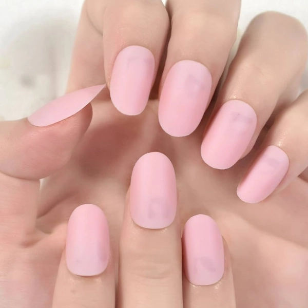 Short-pink-acrylic-nails-Matte