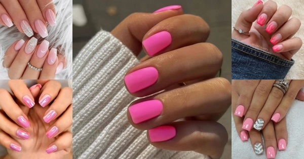 Short-pink-acrylic-nails