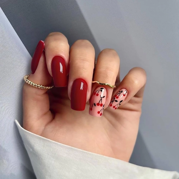 Simple-Red-Summer-Nails-Cherry