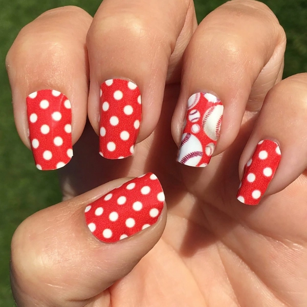 Simple-Red-Summer-Nails-Polka-Dots