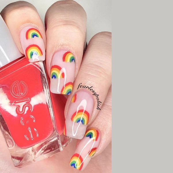 Simple-Red-Summer-Nails-Rainbow