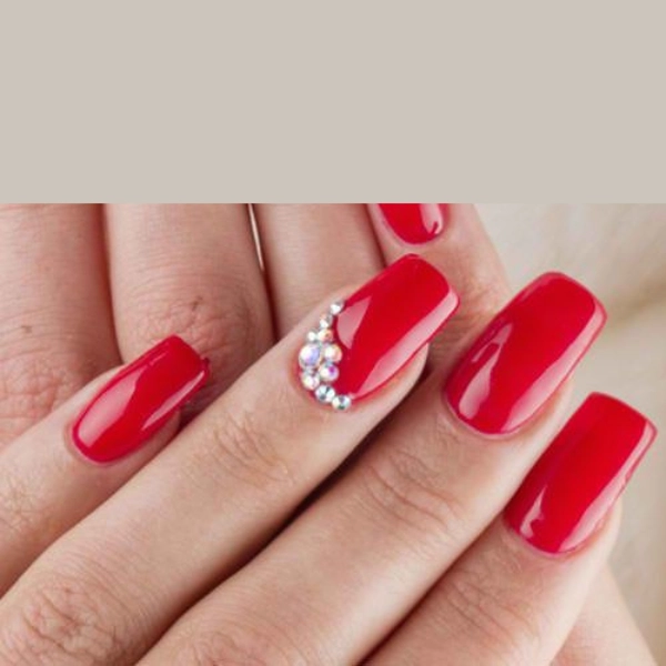 Simple-Red-Summer-Nails-Rhinestones