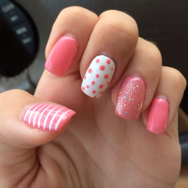 Simple-Red-Summer-Nails-Stripes-and-Dots