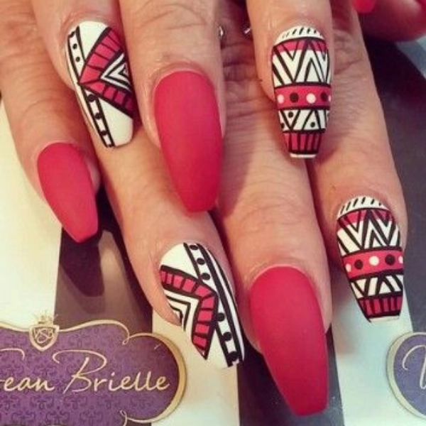 Simple-Red-Summer-Nails-Tribal