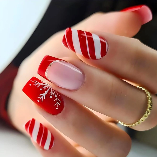 Simple-Red-Summer-Nails-White-Candy