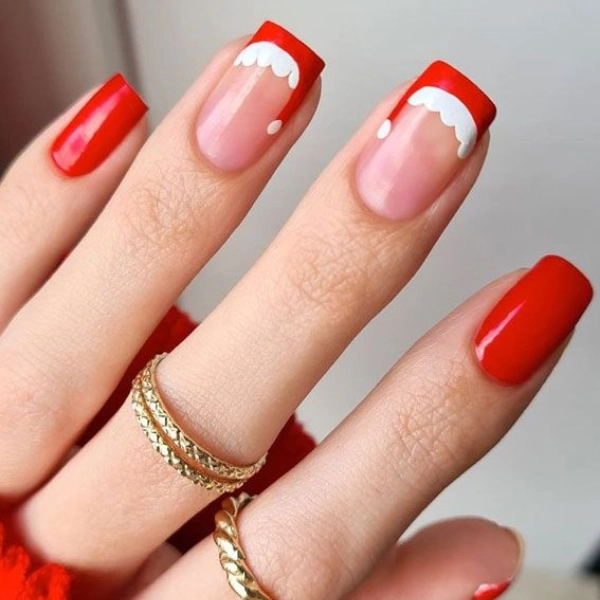 Simple-short-Christmas-nails-Santa-Hat-Tips