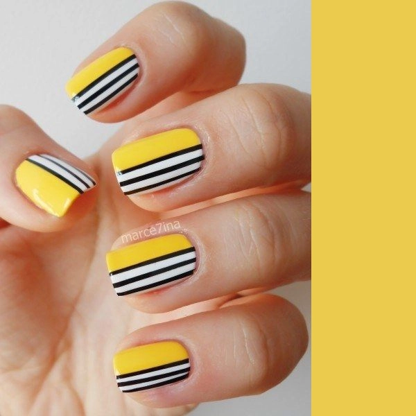 Simple-yellow-summer-nails-Striped-Sunshine