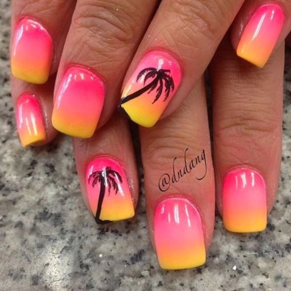 Simple-yellow-summer-nails-Tropical-Sunset