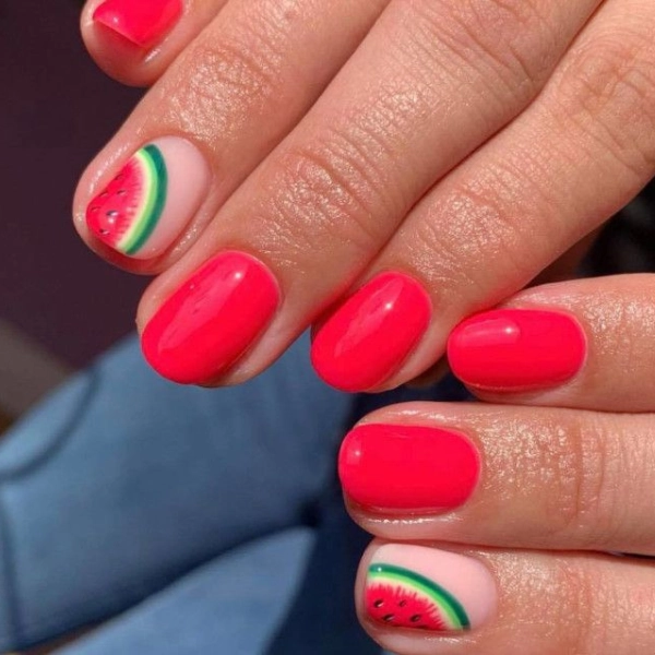 Summer-Nail-Color-Trends-Watermelon-Red