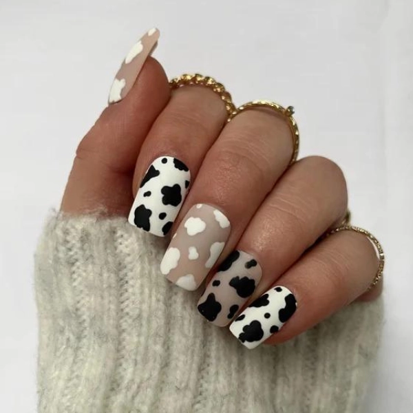 acrylic-square-nails-Classic-Animal