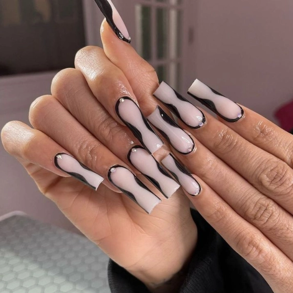 acrylic-square-nails-Matte-and-Glossy