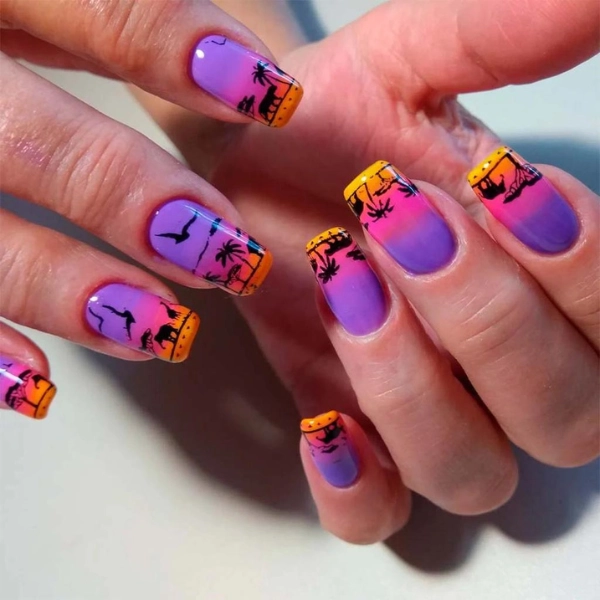 acrylic-square-nails-Tropical