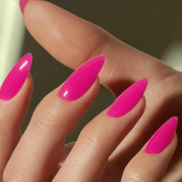 almond-short-summer-nails-Hot-Pink