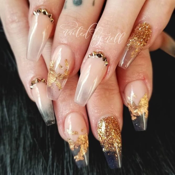 coffin-nails-designs-Gold