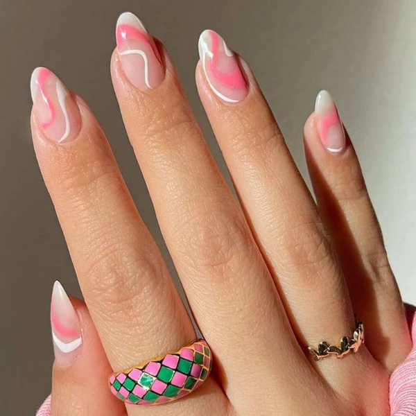 pink-simple-summer-nails-Abstract-Art