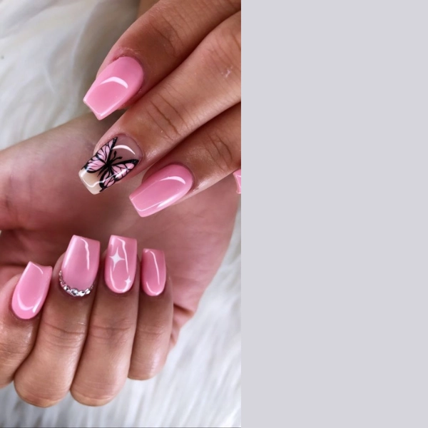 pink-simple-summer-nails-Butterfly