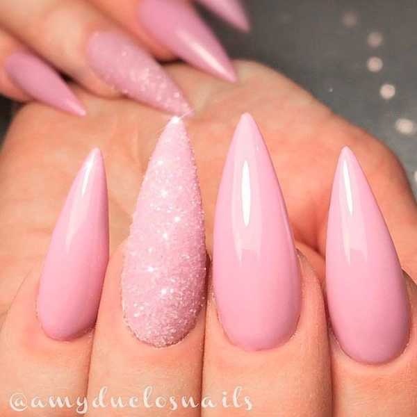 pink-simple-summer-nails-Stiletto