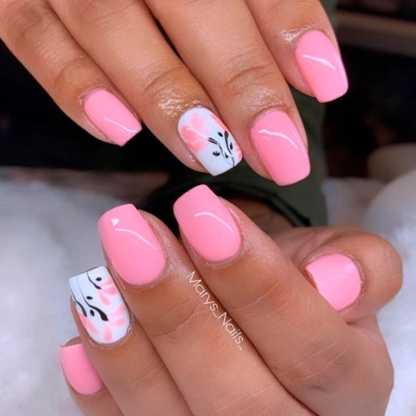 pink-simple-summer-nails-White