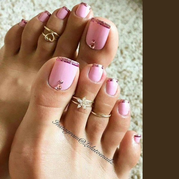 pink-summer-toe-nails-French-Tips