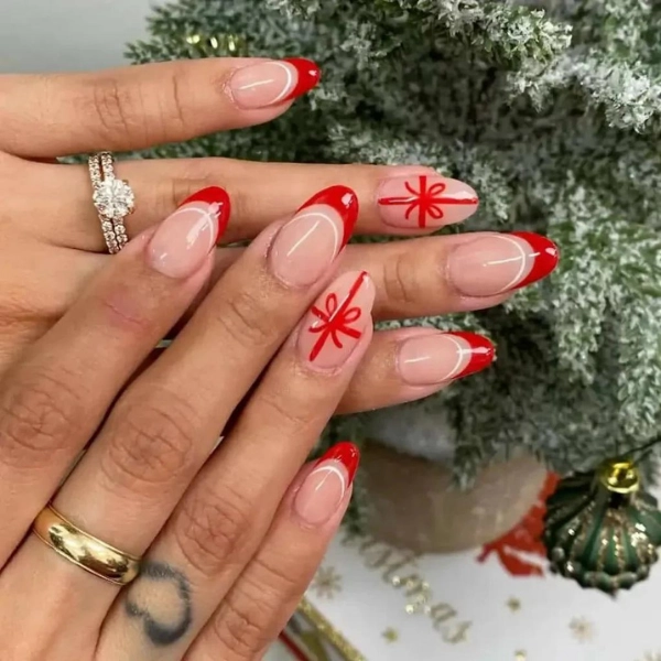 red-christmas-nails-Christmas-Bow