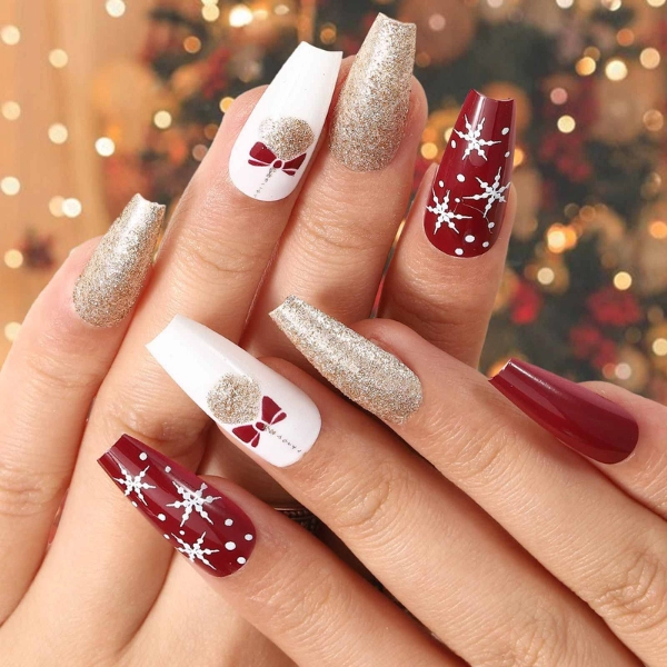 red-christmas-nails-Festive-Confetti