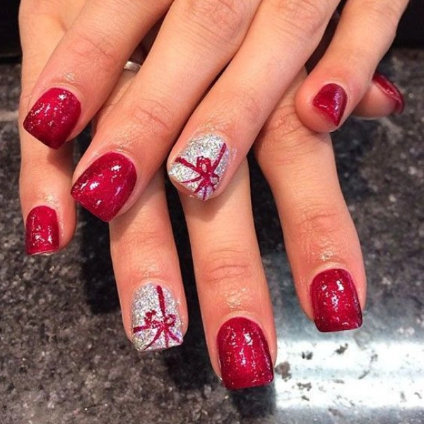 red-christmas-nails-Glitter-with-Silver