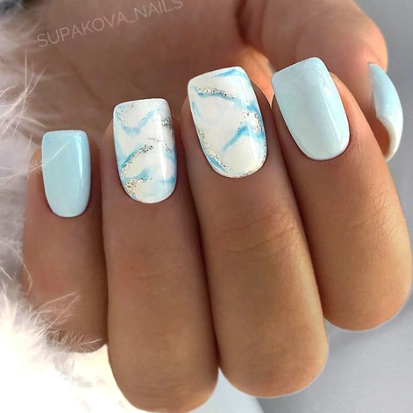 short-summer-nails-Marble