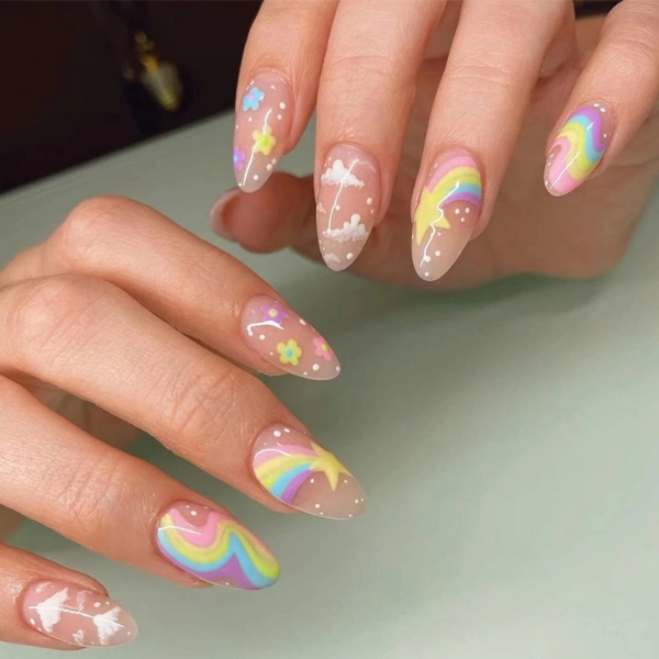 short-summer-nails-Rainbow