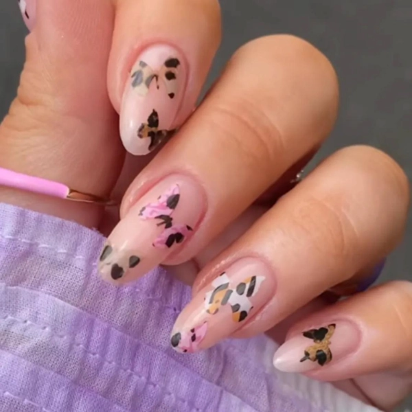 simple-short-summer-nails-Butterfly-Decals