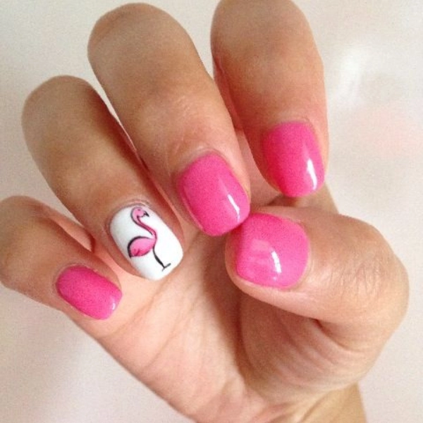 simple-short-summer-nails-Flamingo