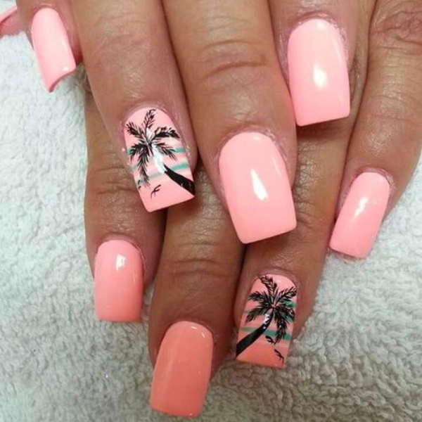 simple-short-summer-nails-Palm-Trees