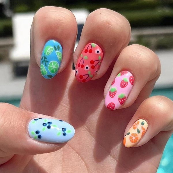 simple-short-summer-nails-Summer-Fruits