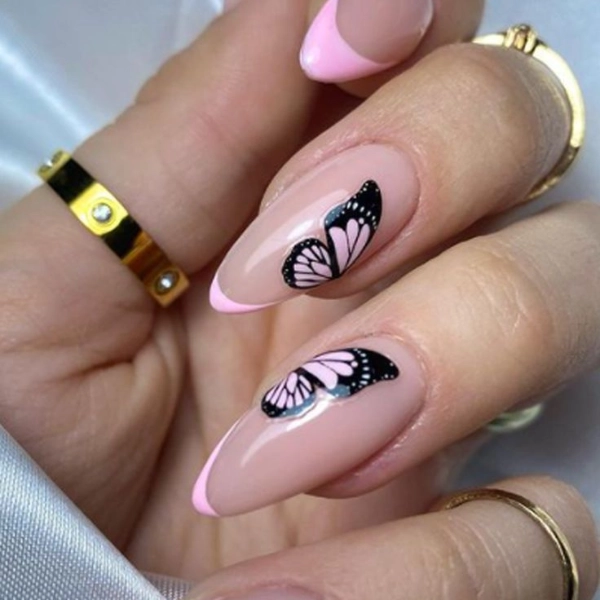 summer-almond-nails-designs-Butterfly