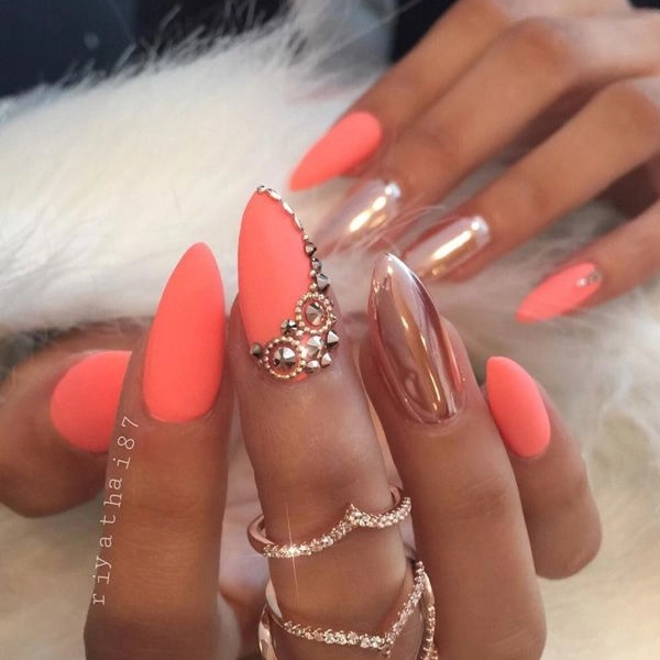 summer-almond-nails-designs-Coral