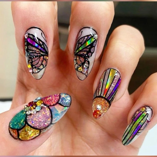 summer-almond-nails-designs-Stained-Glass