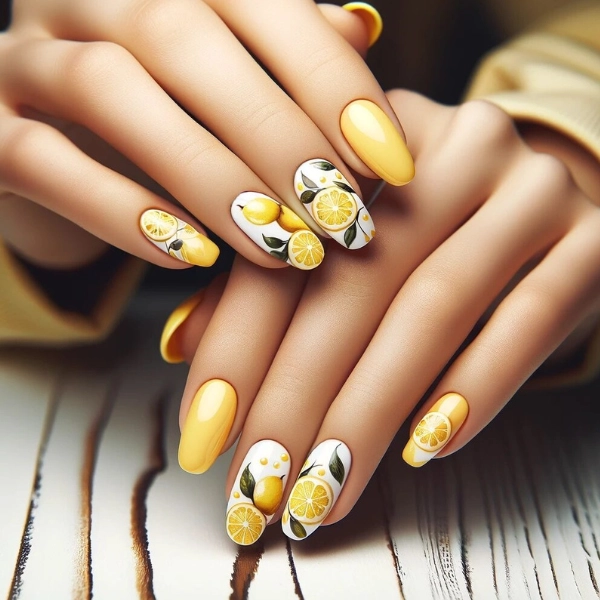 summer-nail-designs-Lemonade-Stand