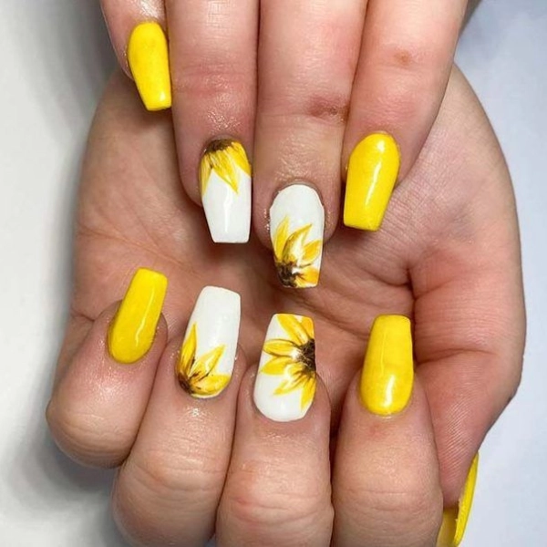 summer-nail-designs-Sunflower-Power